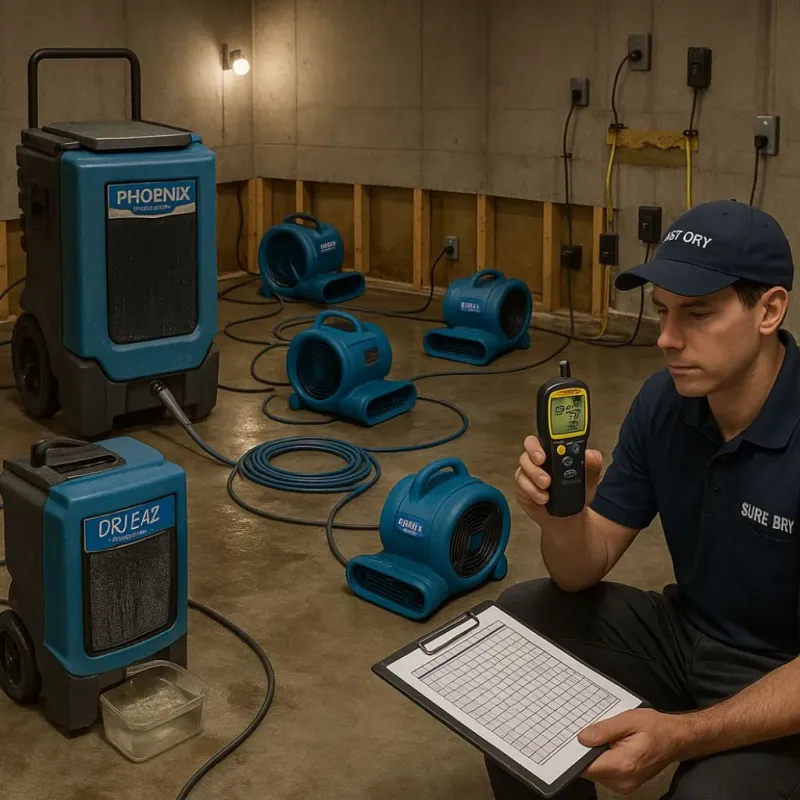 Structural Drying and Dehumidification process in Upshur County, TX